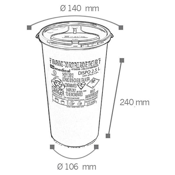 Mobiler Abfallsammler DISPO – 2,5 l – Kunststoff, rund – gelb/rot – mit Deckel