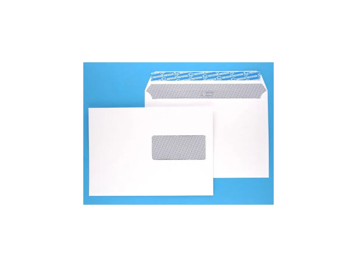 Goessler Couvert C5, mit Fenster, Haftklebung, weiss, 100 g/m², mit Innendruck
