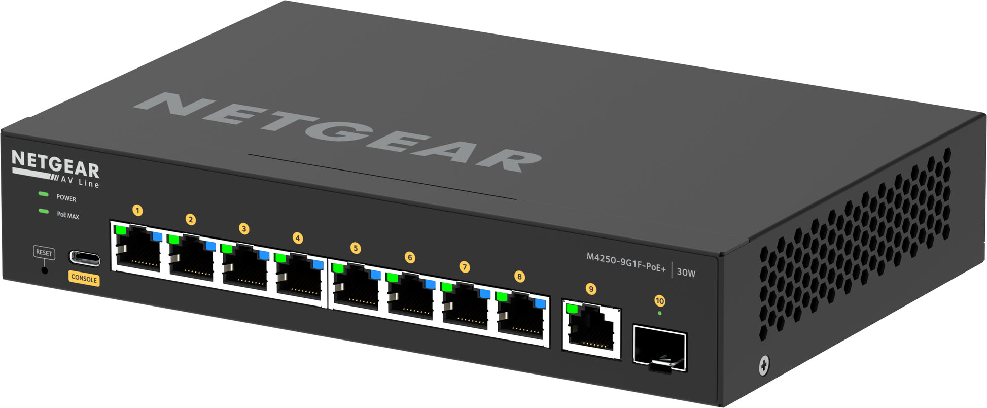 NETGEAR GSM4210PD-100EUS – Managed Switch – 8×GbE, L2+/L3, PoE+ 110 W, 19" Rack