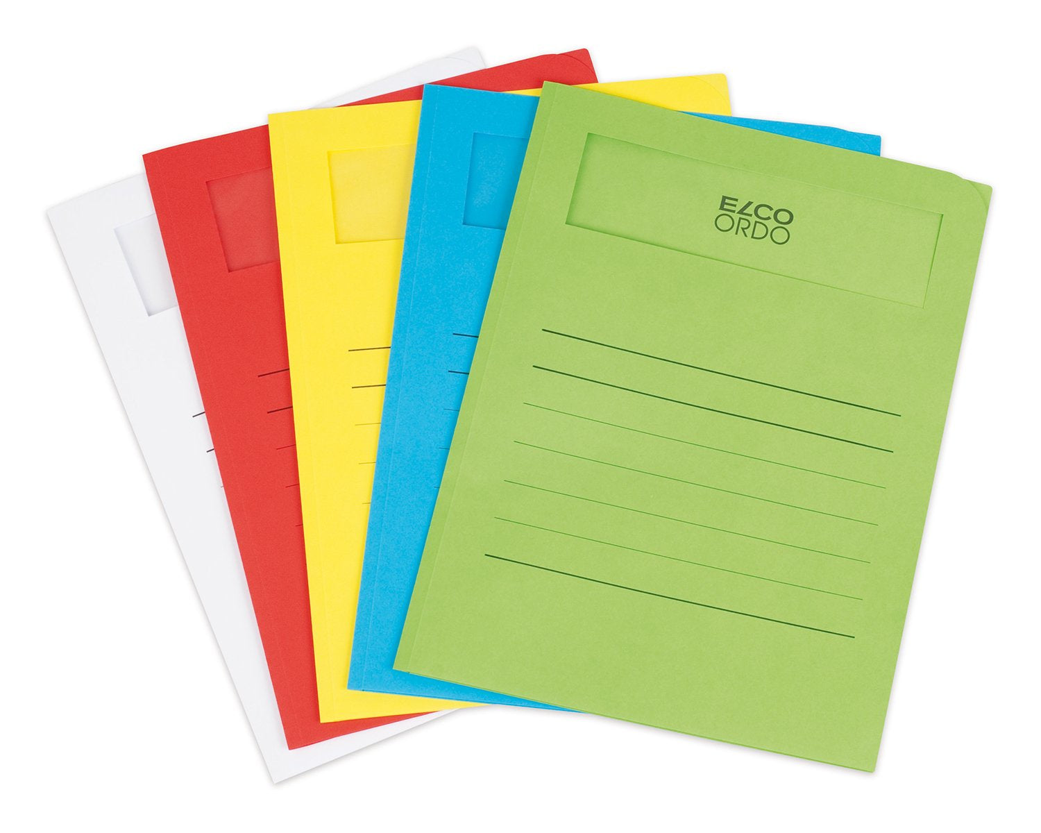 Elco Ordo Volumino Sichtmappe A4 – weiss, Papier, Sichtfenster, Beschriftungsvordruck, 50er-Pack
