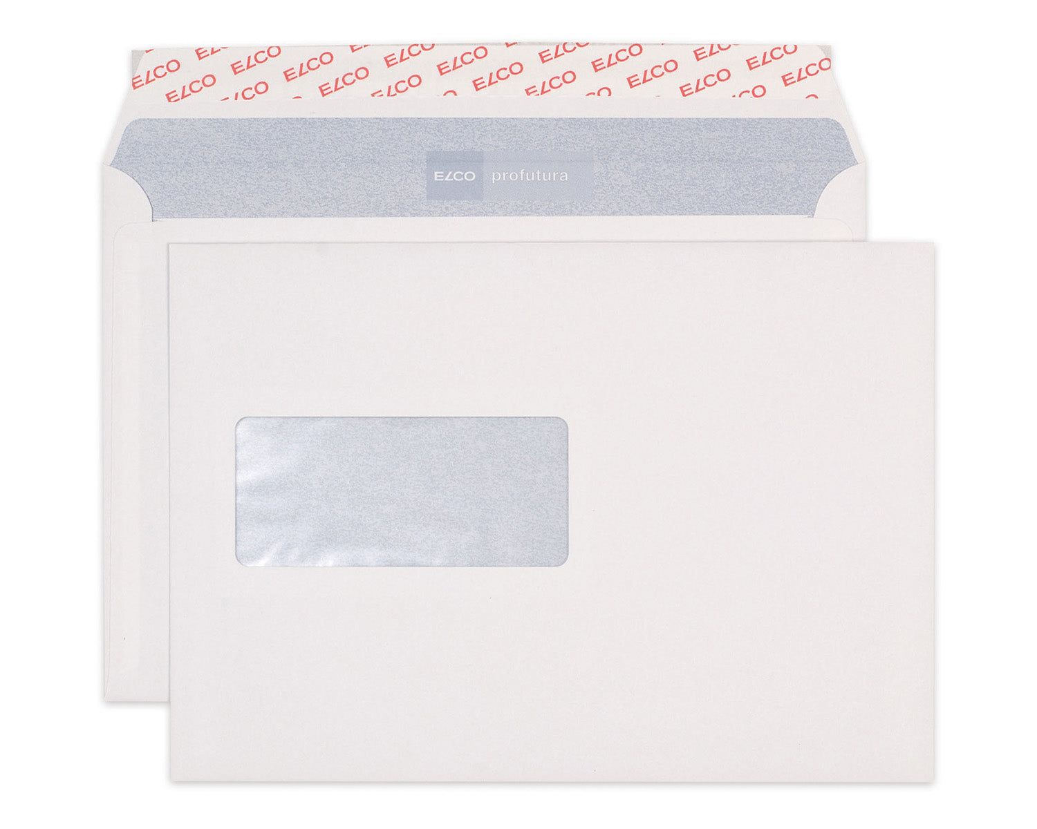 Elco Couvert C5, Fenster links, naturweiss, 100 g/m², Innendruck Struktur grau – 500 Stk.