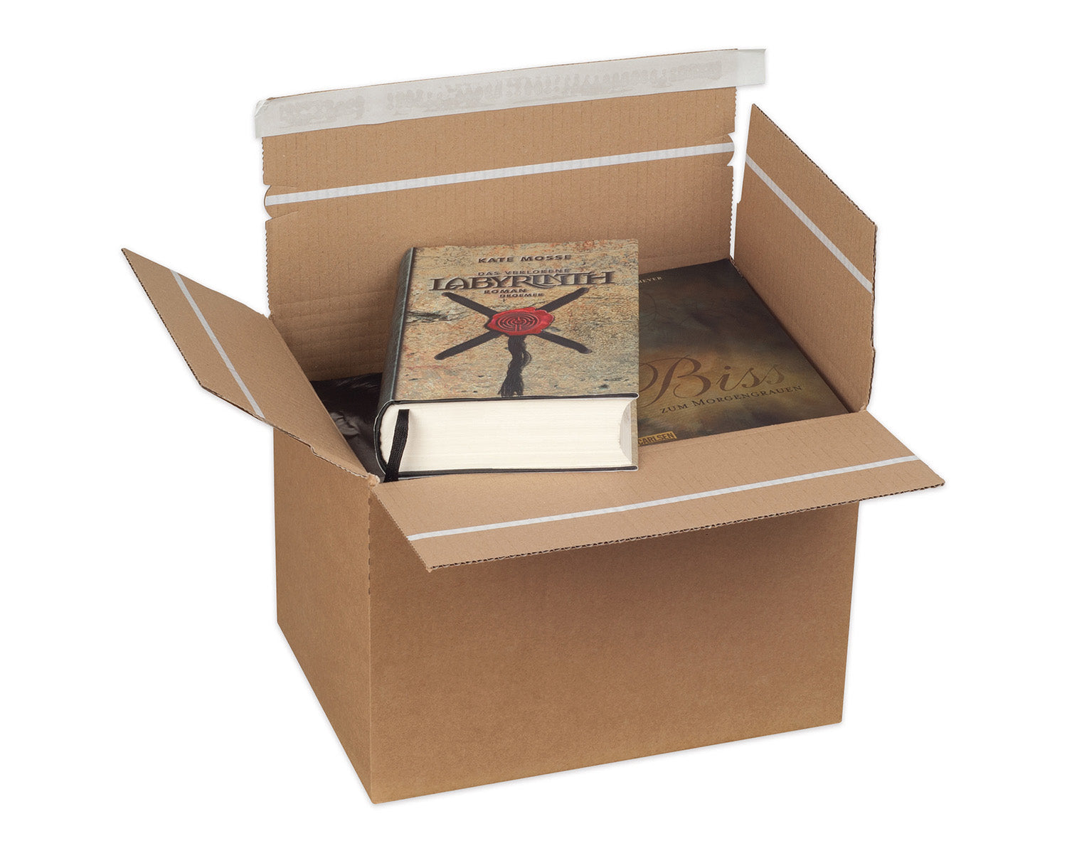 Elco Umzugsbox, Braun, mit Aufreissperforation – 242 × 172 × 60 - 130 mm
