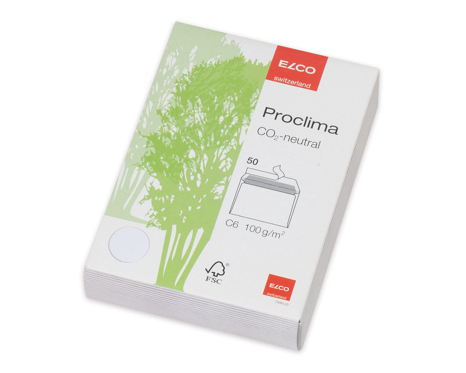 Elco Couvert C6, ohne Fenster, selbstklebend, weiss, 100 g/m², mit Innendruck – 50 Stk.