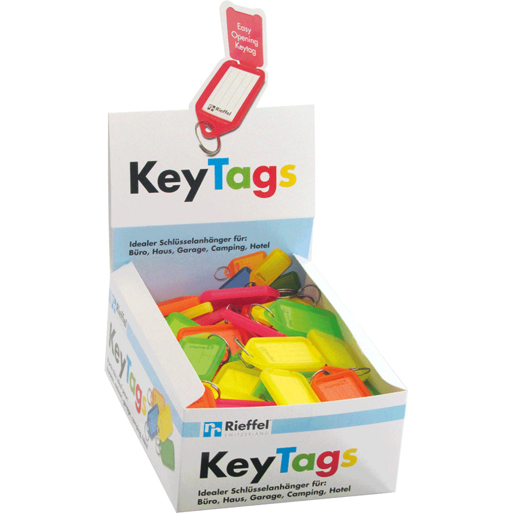 Rieffel Schlüsselschild KeyTag – Kunststoff, Mehrfarbig, Innenmass 38 × 22 mm, 100er-Pack