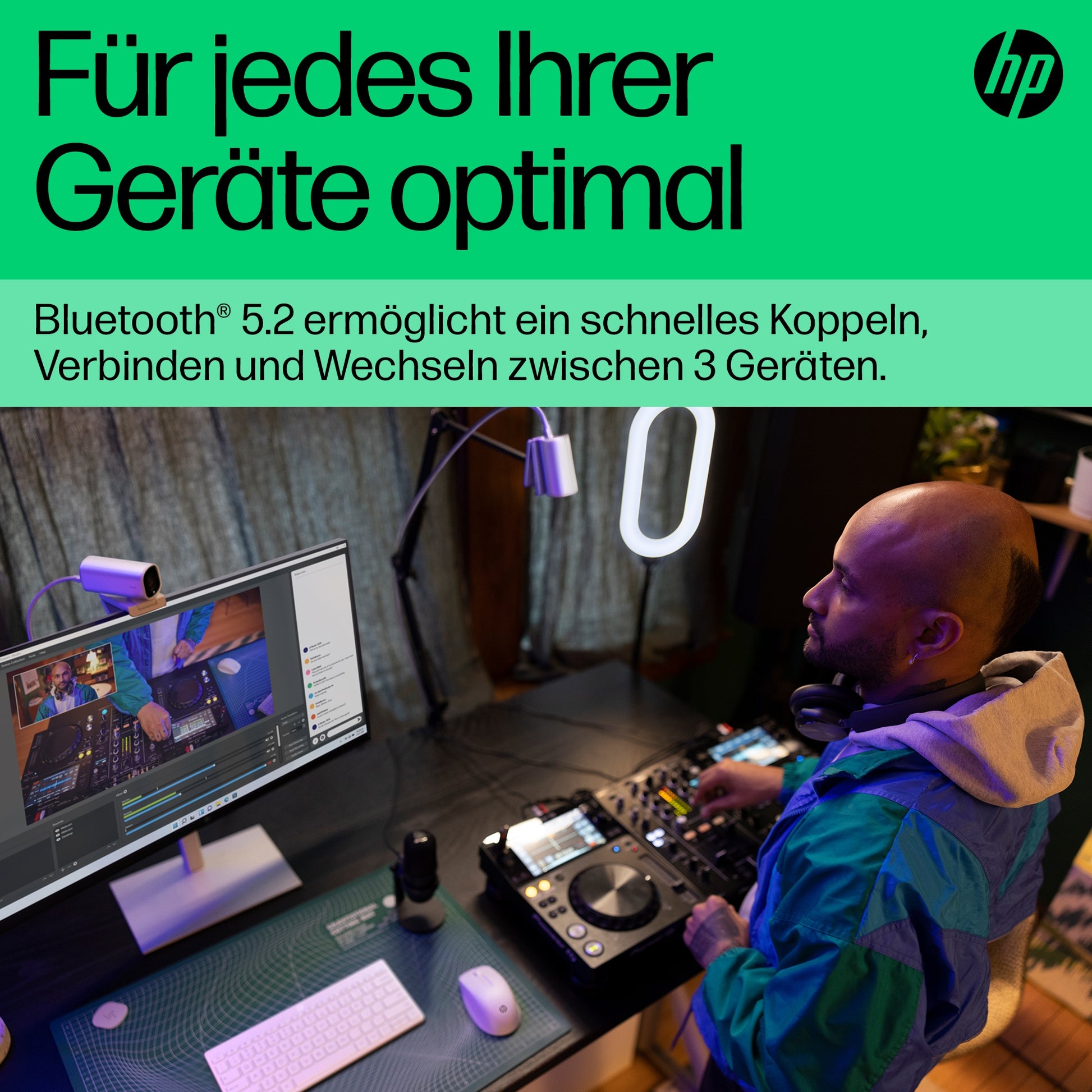 HP 350 Kompakte Multi-Geräte – Mini Tastatur – Mechanisch – Bluetooth – Ohne Ziffernblock – Auslaufsicher
