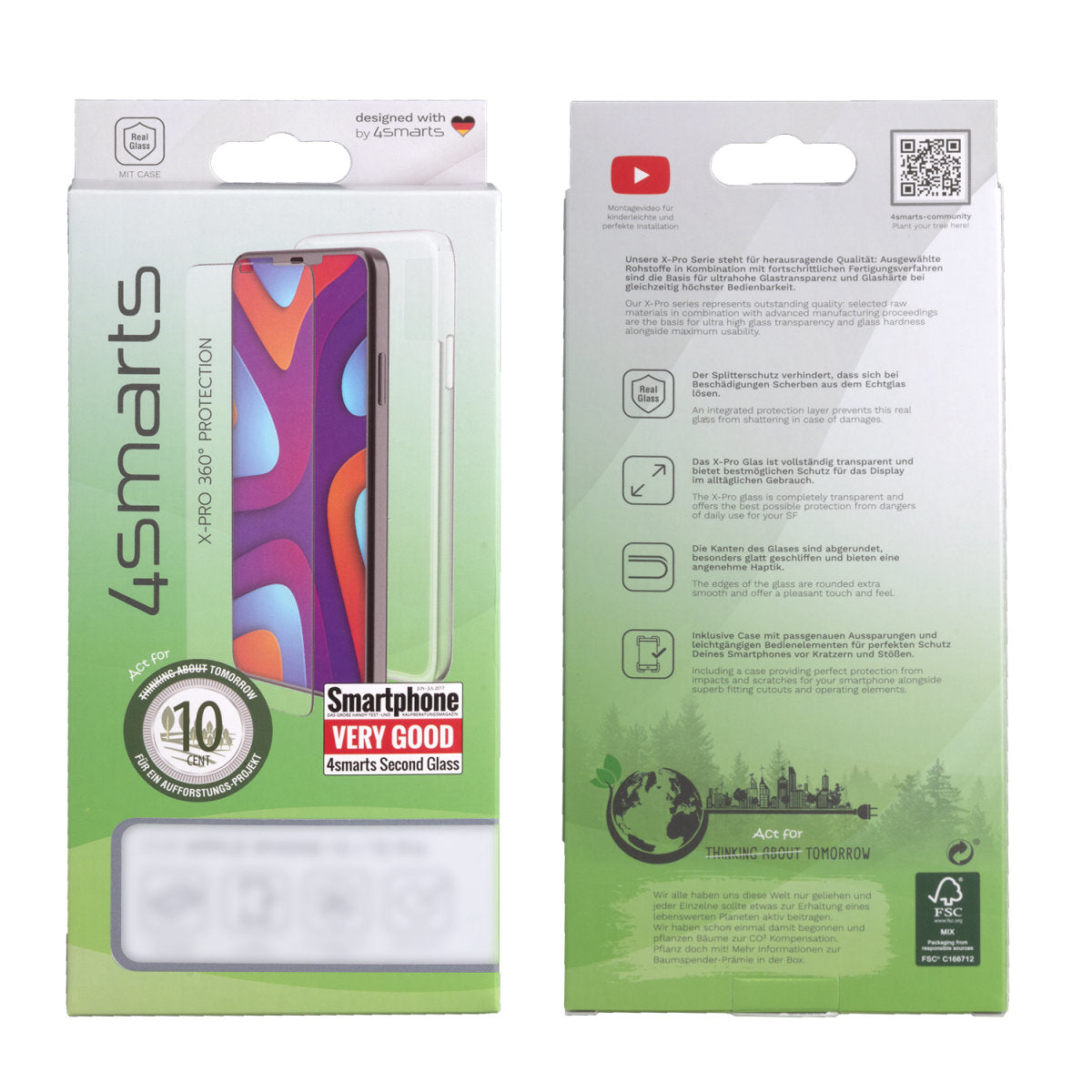 4smarts Backcover – für Apple iPhone 14 Plus, Gehärtetes Glas+TPU, Transparent