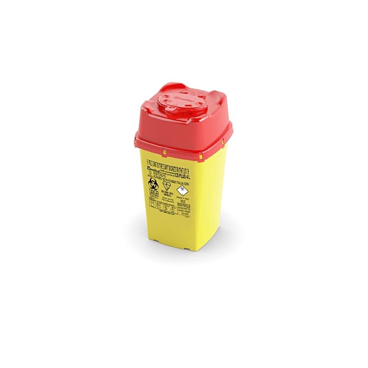Recyclingbox CS PLUS – 4 l – Kunststoff, quadratisch – gelb/Deckel rot