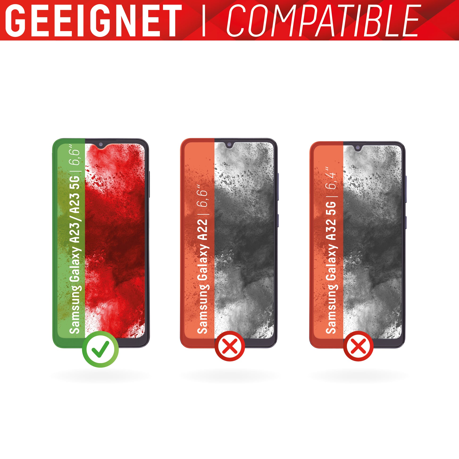 Displex Displayschutz (Panzerglas), Hüllenfreundlich – für Galaxy A23 5G – mit Applikator