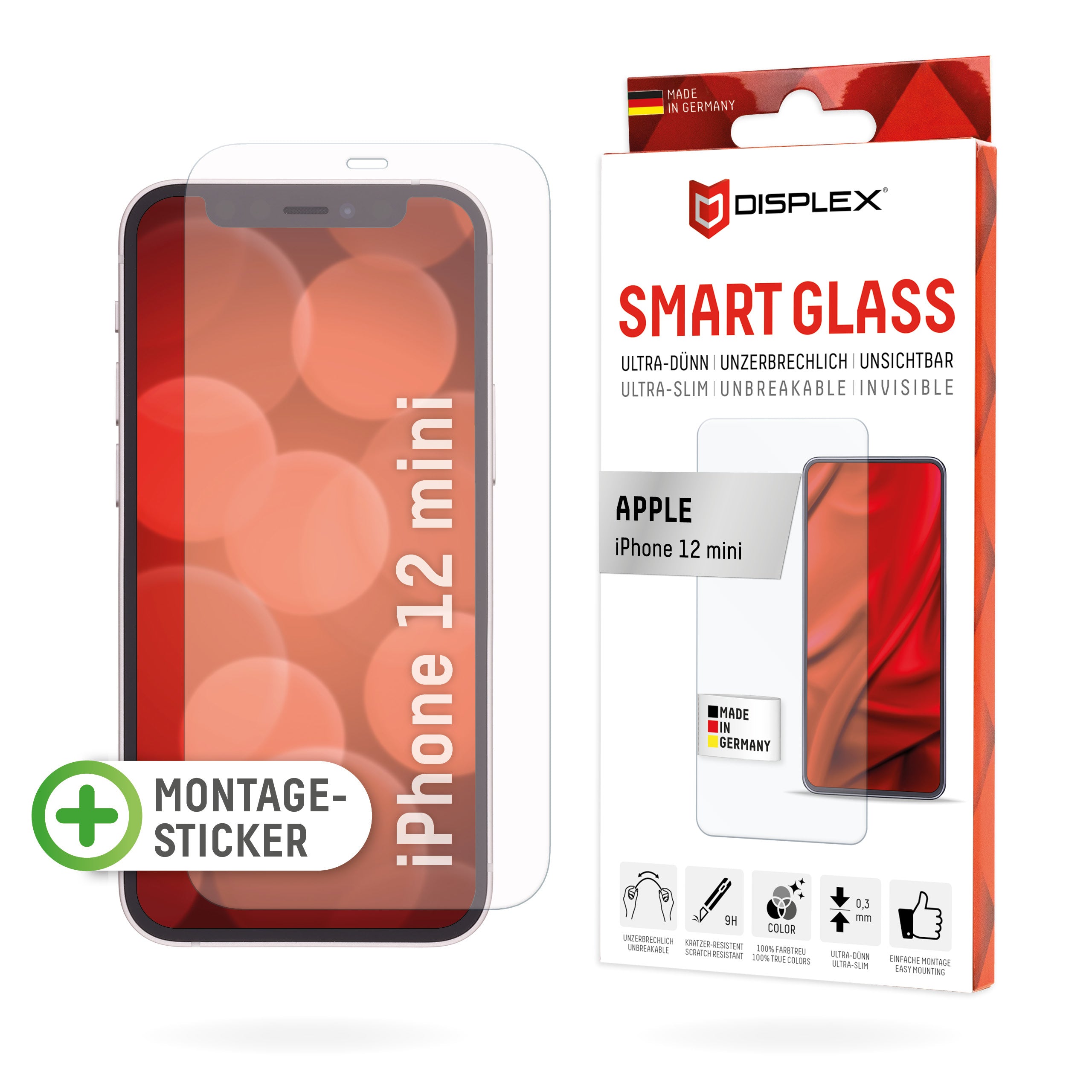 Displex Displayschutz (Panzerglas), 9H – für iPhone 12 mini