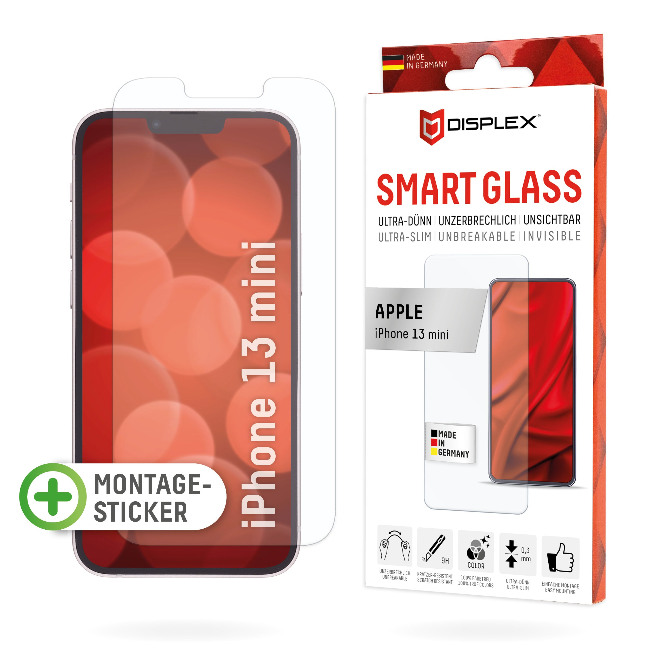 Displex Displayschutz (Panzerglas), 9H – für iPhone 13 mini