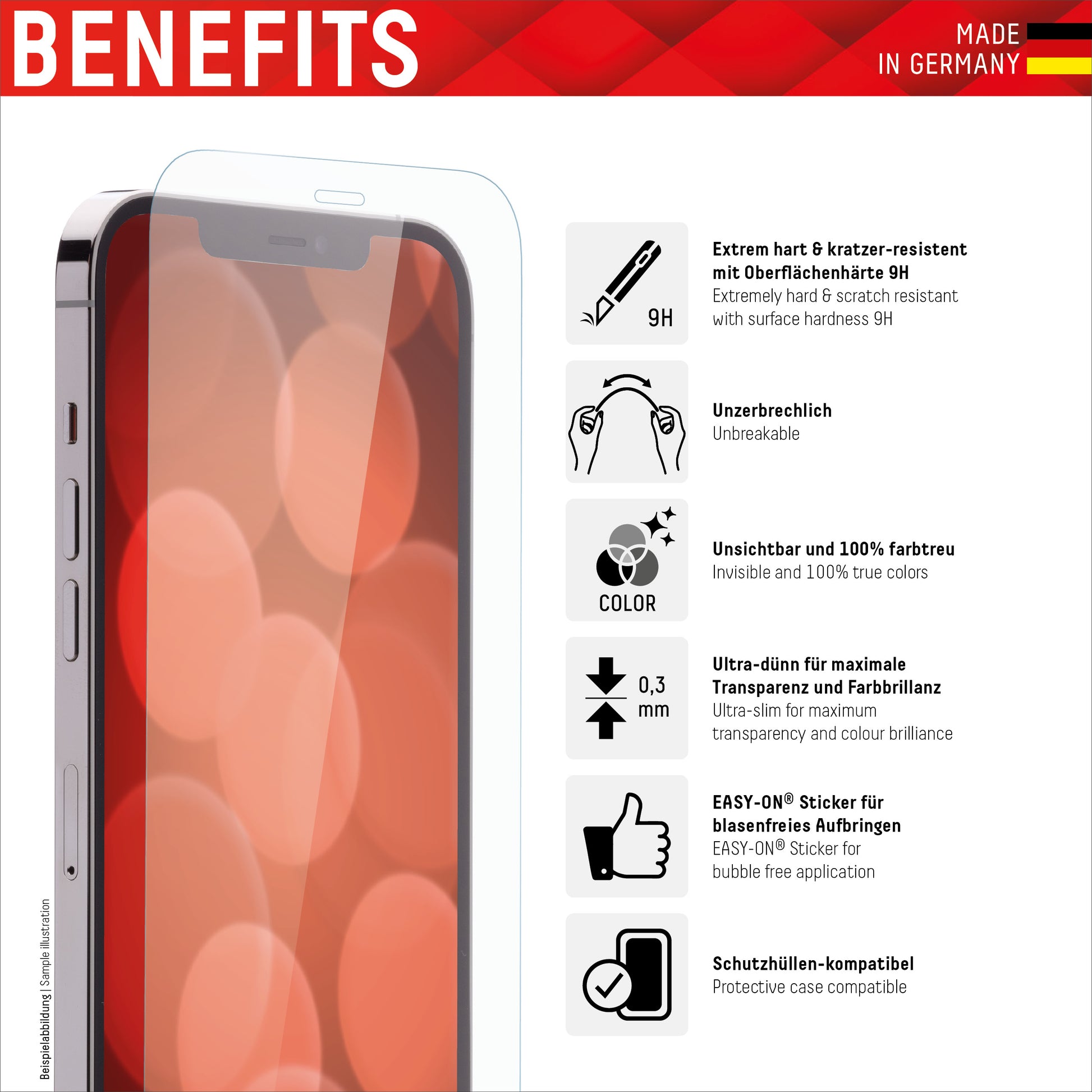 Displex Displayschutz (Panzerglas), 9H – für iPhone XR/11