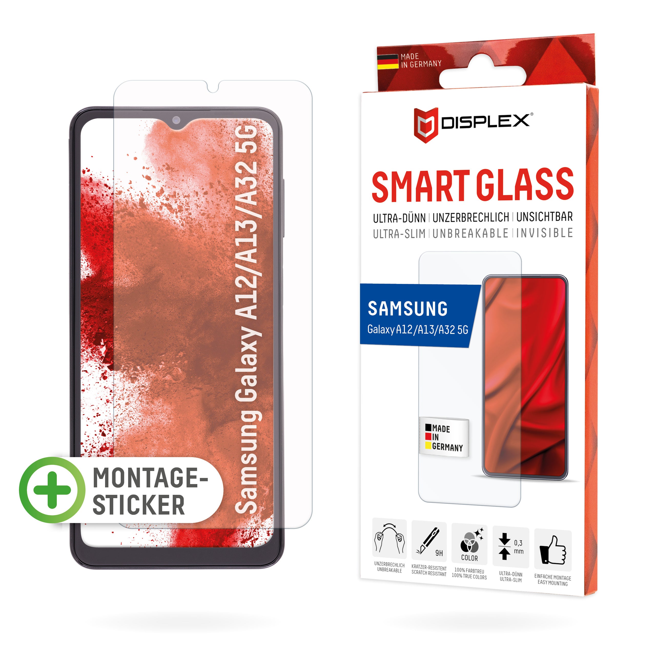 Displex Displayschutz (Panzerglas), 9H – für Galaxy A12/A13/A32 5G