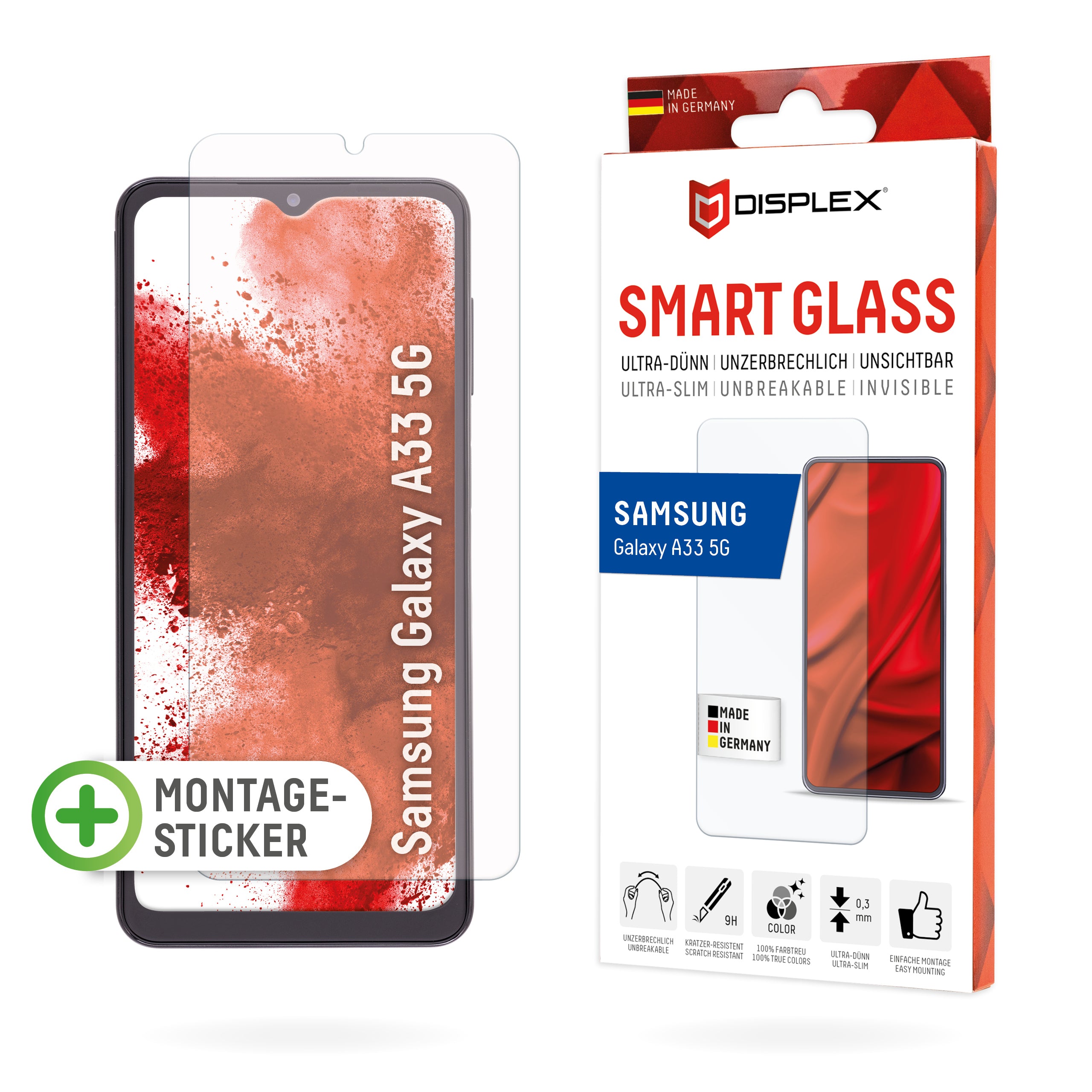 Displex Displayschutz (Panzerglas), 9H – für Galaxy A33 5G