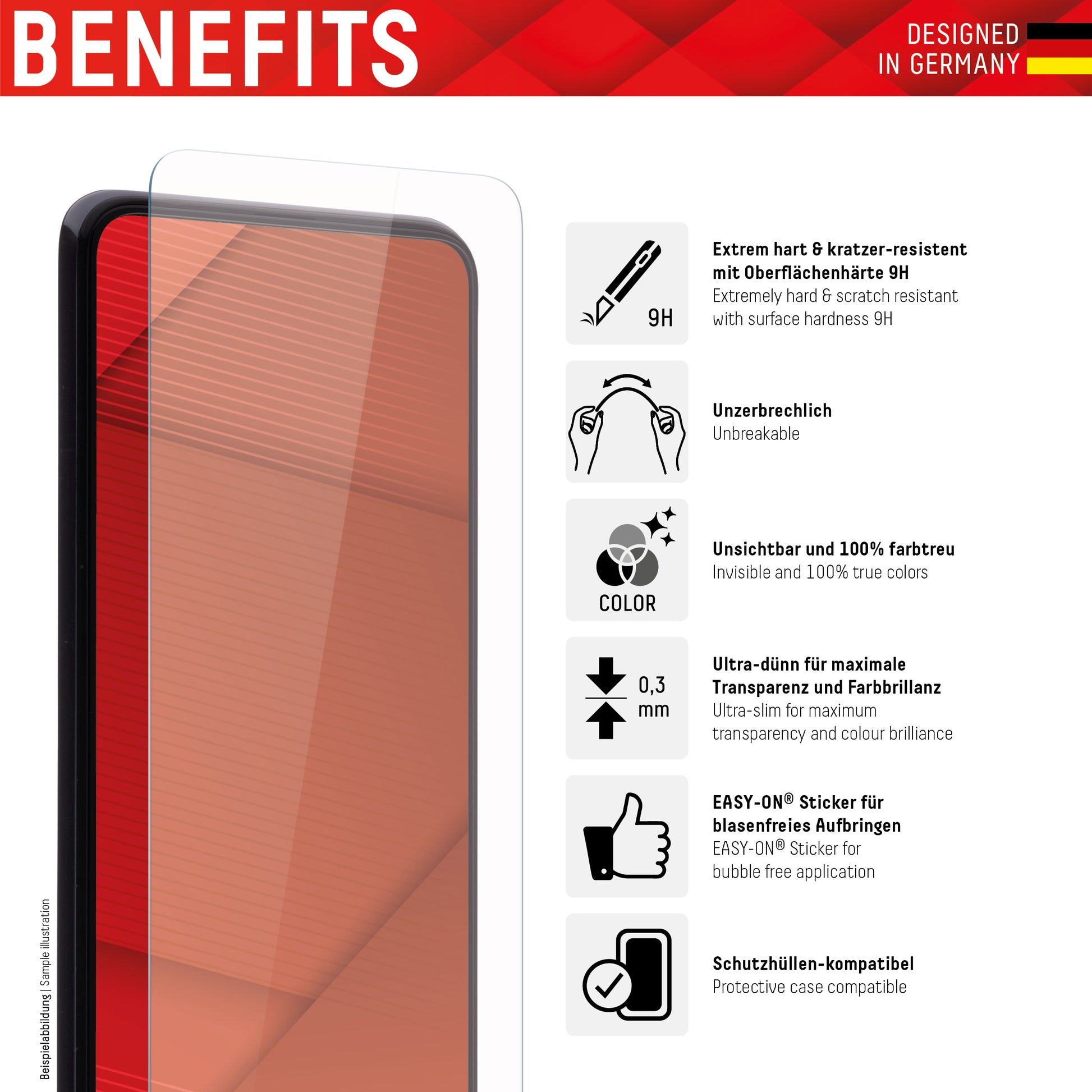 Displex Displayschutz (Panzerglas), 9H – für Oppo A52/A72/Reno 2Z