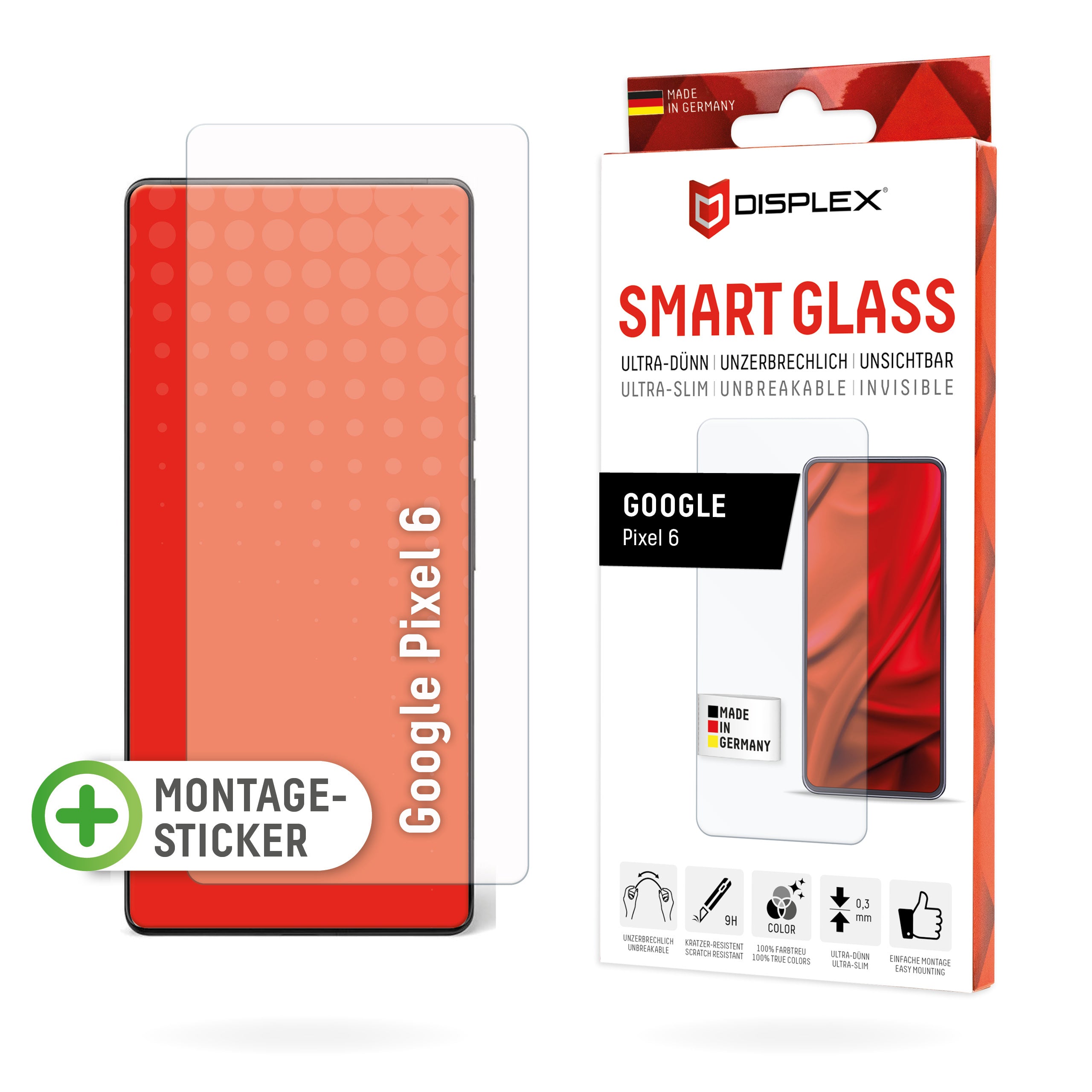 Displex Displayschutz (Panzerglas), 9H – für Pixel 6