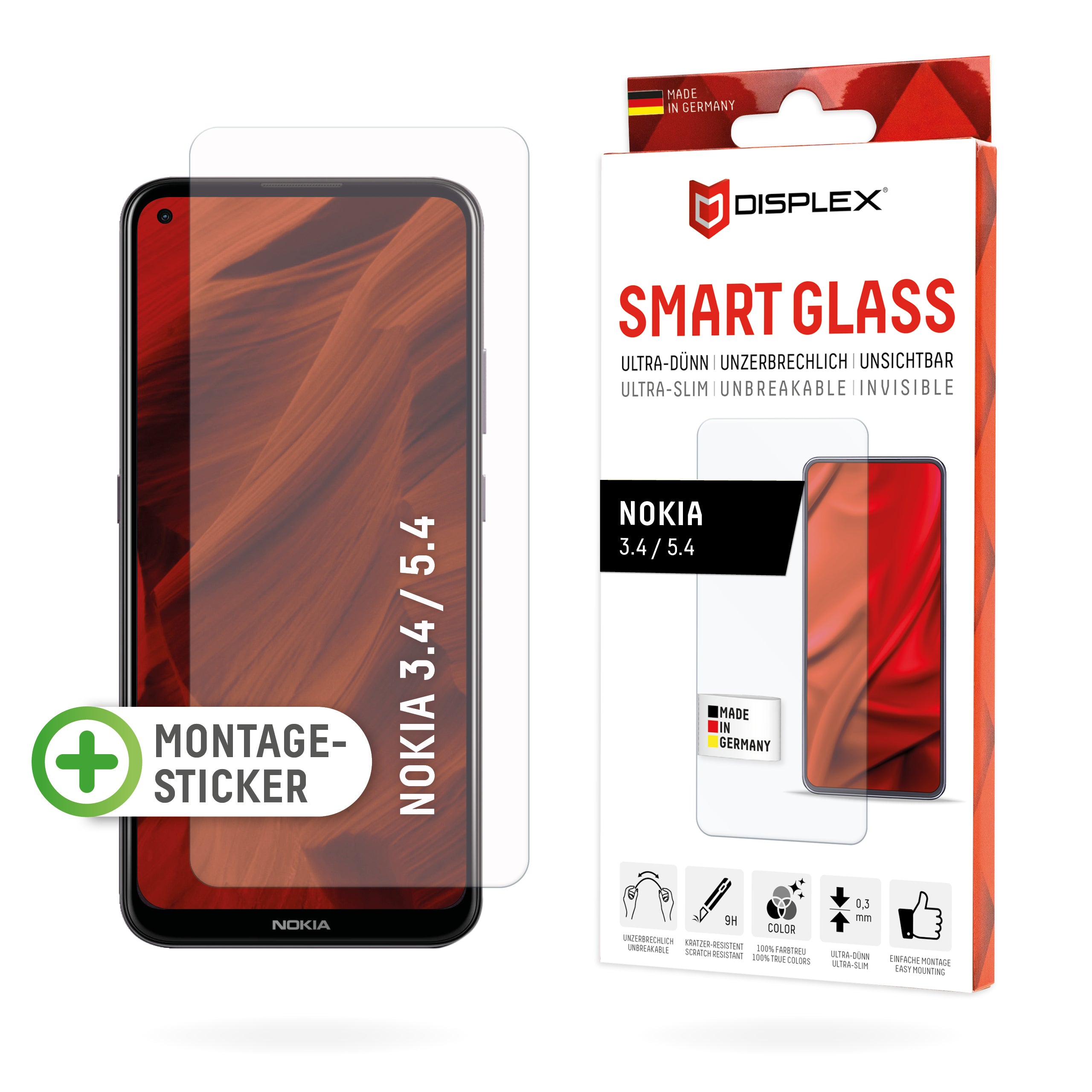 Displex Displayschutz (Panzerglas), 9H – für Nokia 3.4/5.4