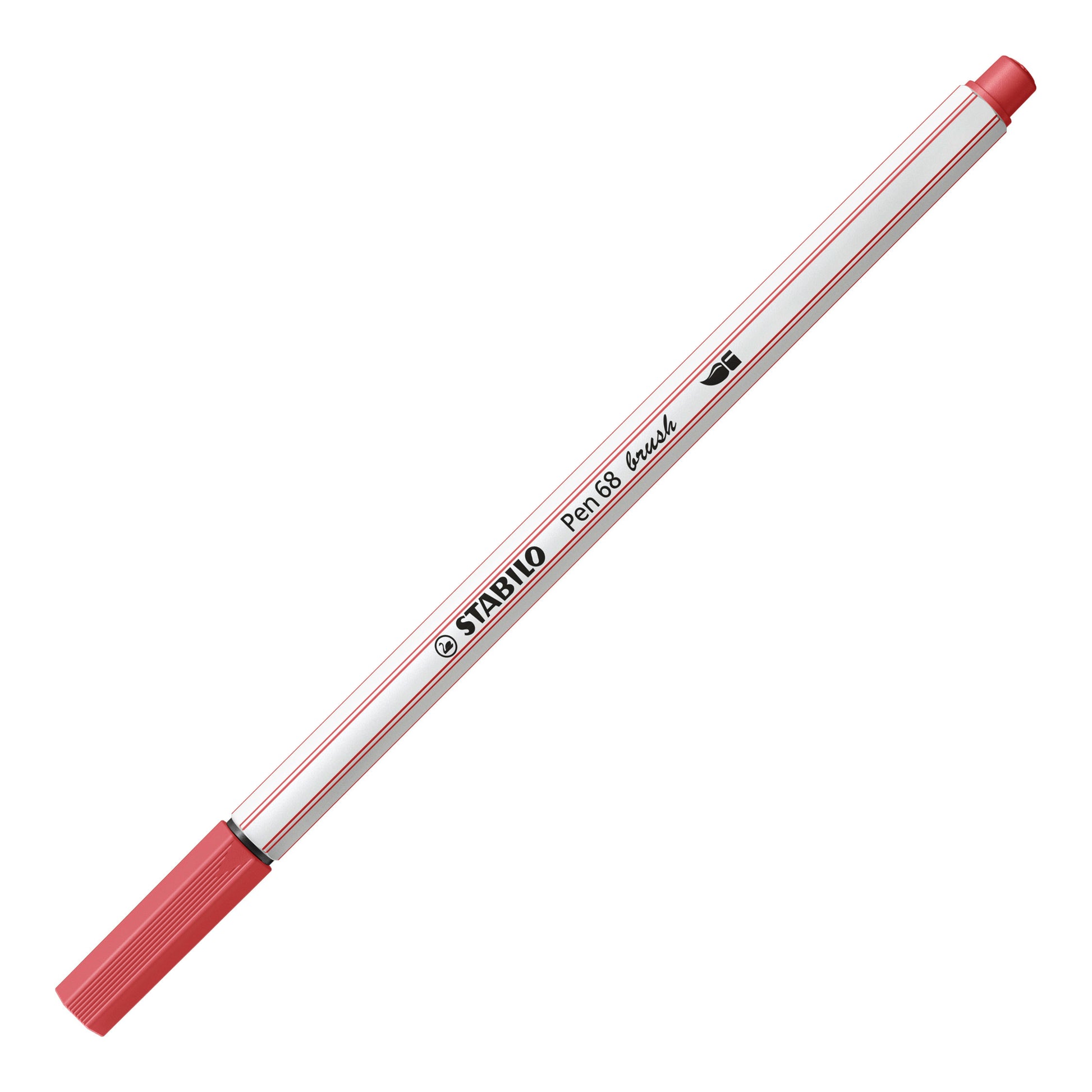 STABILO Pen 68 Brush Filzstift – Pinselspitze, 1 mm, wasservermalbar, Rot