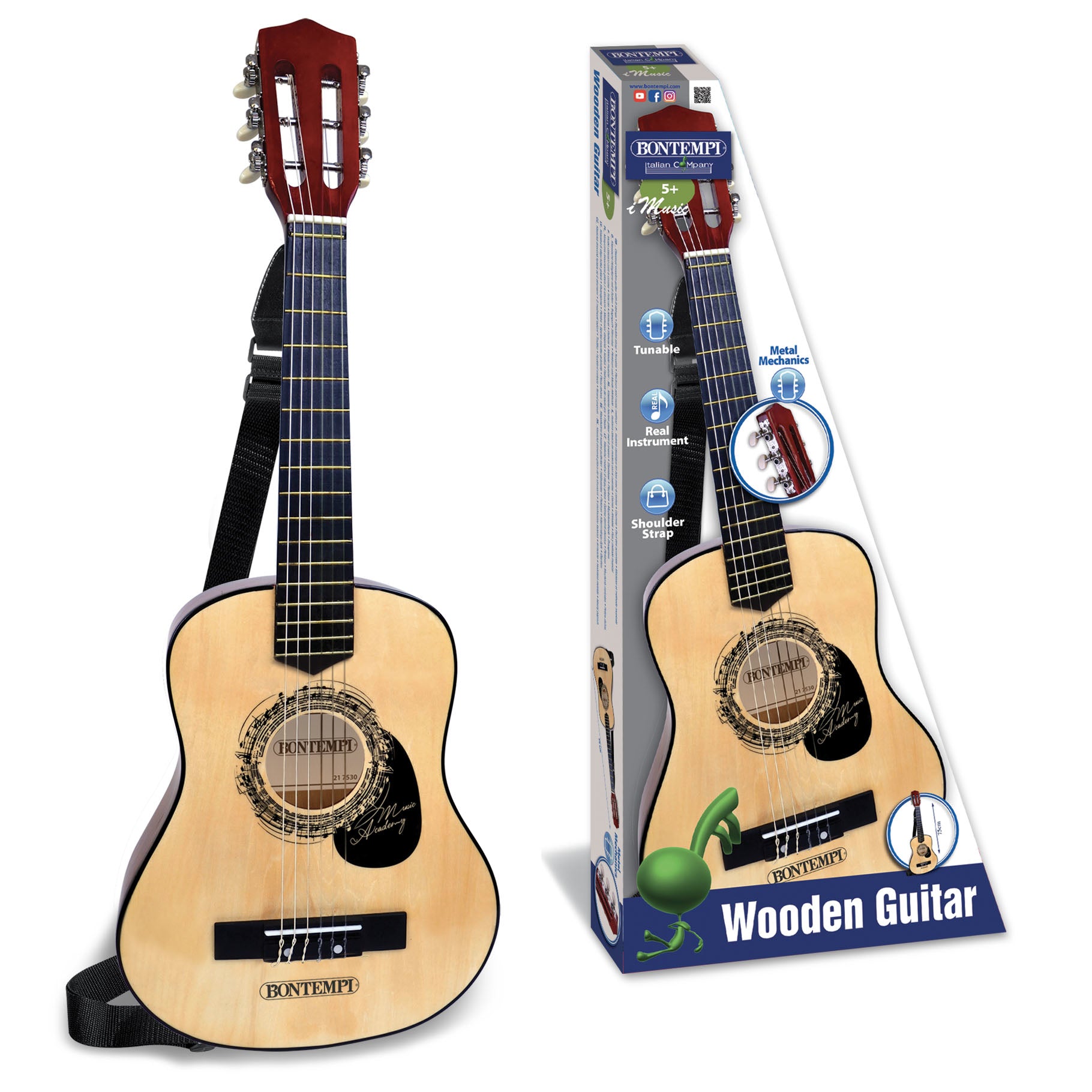 Bontempi Gitarre – 6 Saiten – 75 cm – Holz – ab 5 Jahren – braun
