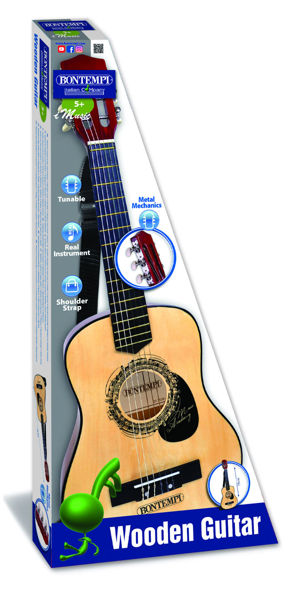 Bontempi Gitarre – 6 Saiten – 75 cm – Holz – ab 5 Jahren – braun