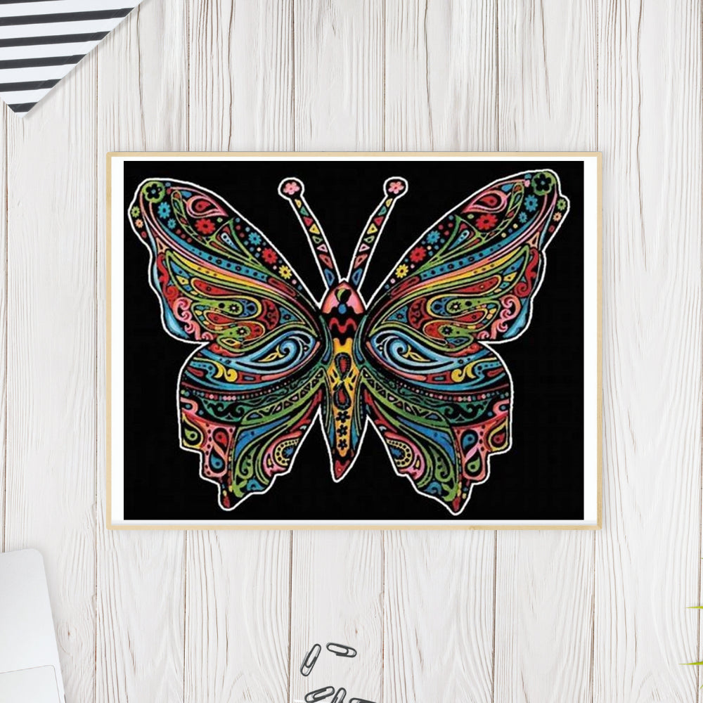 Tataruga Malkarten – A4 – 1 Stk. – schwarz, Schmetterling, samt