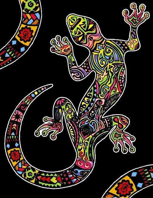 Tataruga Samtbild – A4, Gecko, Schwarz/Weiss – 1 Stück, Karton, Samt