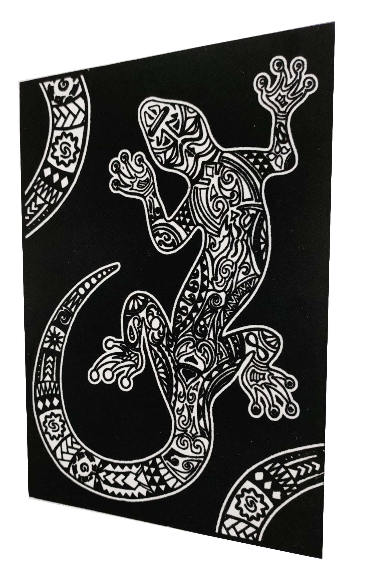 Tataruga Samtbild – A4, Gecko, Schwarz/Weiss – 1 Stück, Karton, Samt