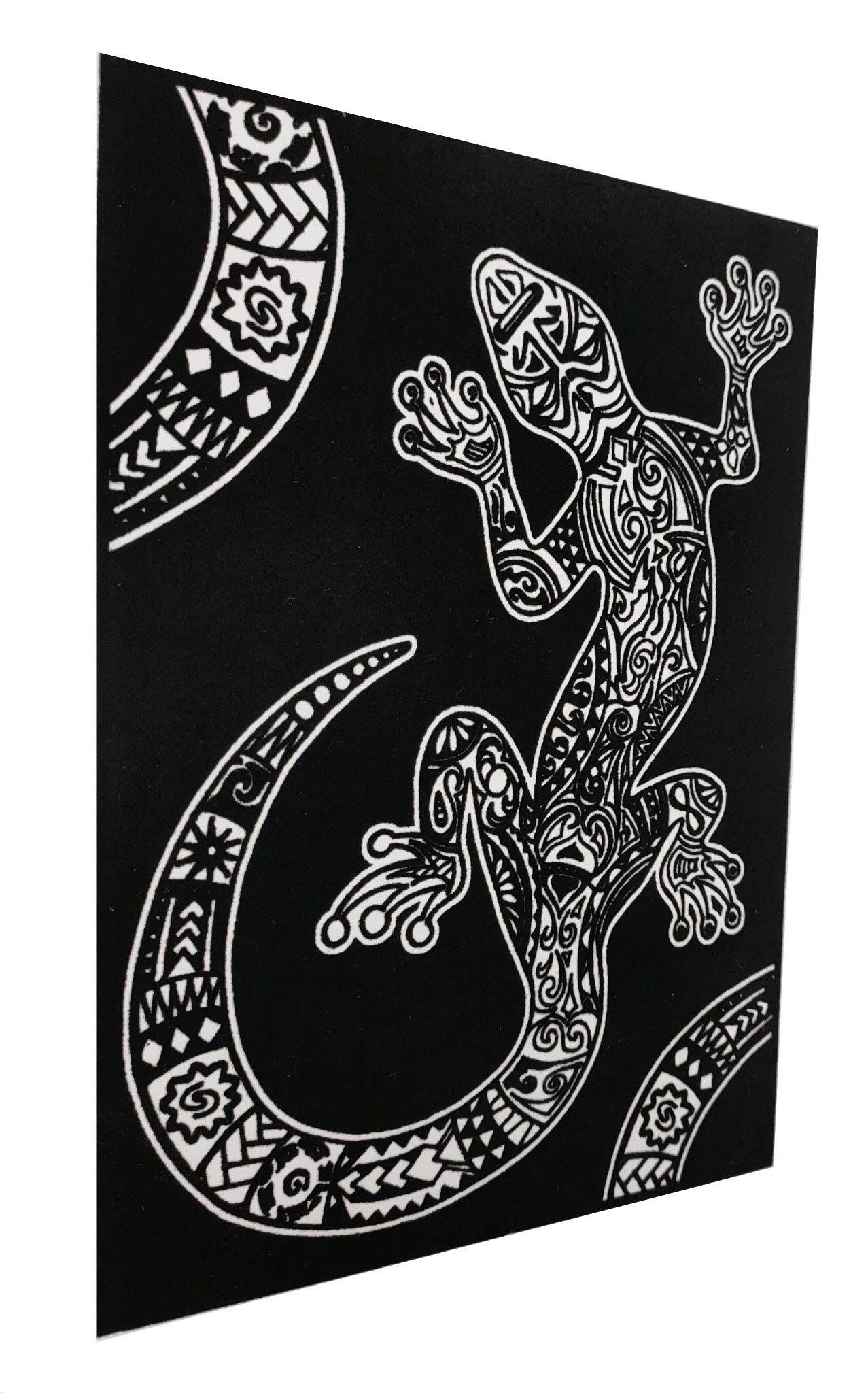 Tataruga Samtbild – A4, Gecko, Schwarz/Weiss – 1 Stück, Karton, Samt