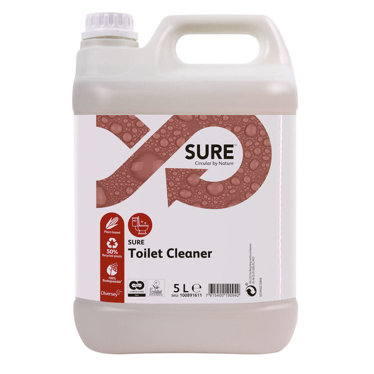 Diversey SURE WC-Reiniger/WC-Entkalker für WC – parfümfrei, gebrauchsfertig, Kanister – 2×5 l
