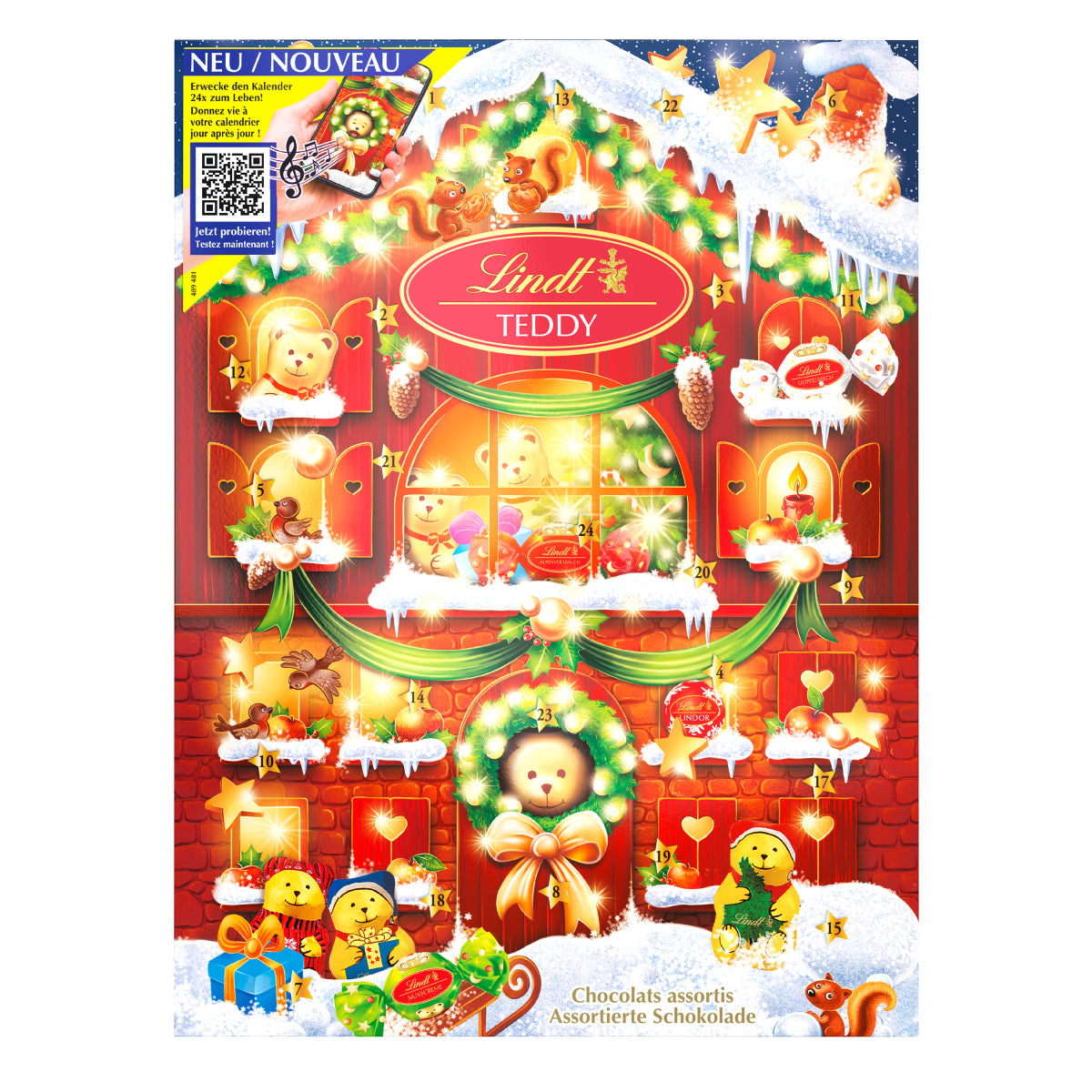 Lindt TEDDY Adventskalender – Milchschokolade – 170 g