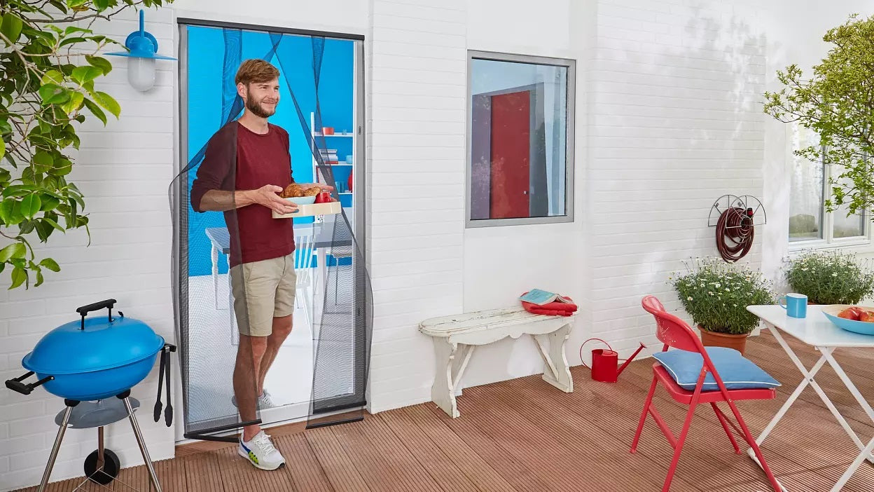 TESA IS Lamella Fliegengitter Tür – 120 × 250 cm – anthrazit – Acrylat-Polymer – Lamellen – für Türen
