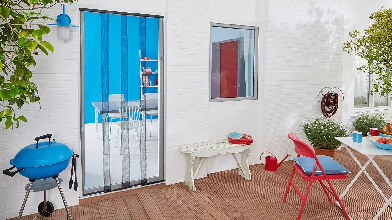 TESA IS Lamella Fliegengitter Tür – 120 × 250 cm – anthrazit – Acrylat-Polymer – Lamellen – für Türen