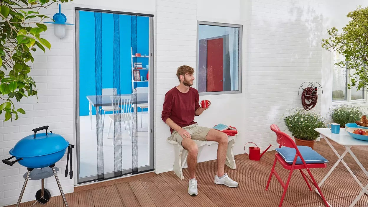TESA IS Lamella Fliegengitter Tür – 120 × 250 cm – anthrazit – Acrylat-Polymer – Lamellen – für Türen
