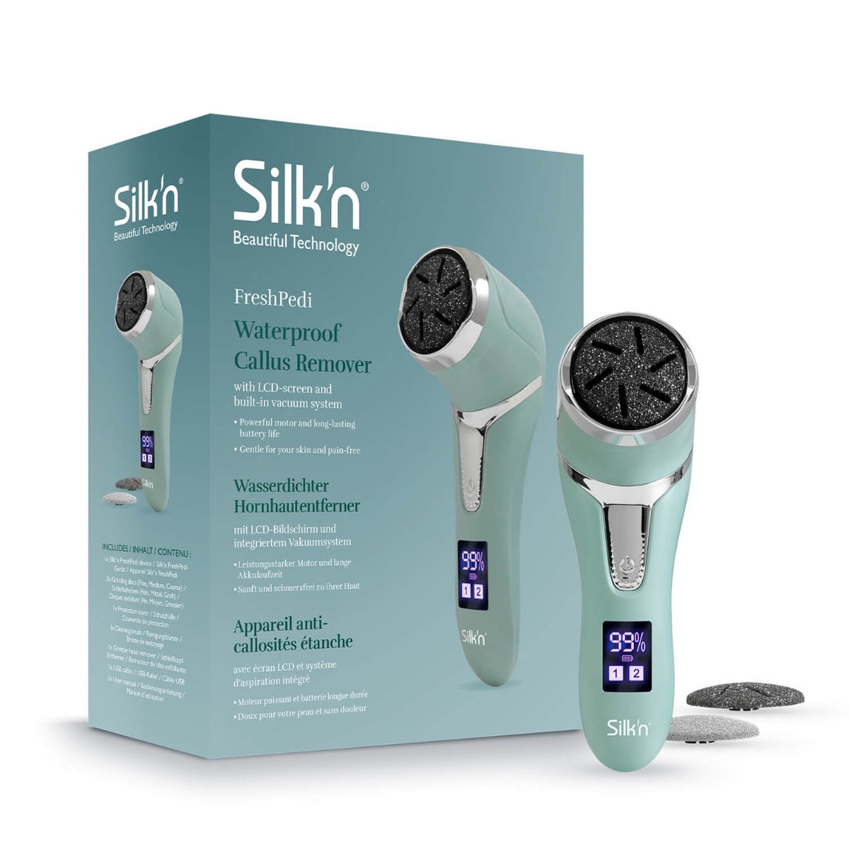 Silk'n Hornhautentferner Fresh Pedi – wiederaufladbar, 110 min Laufzeit – Mint