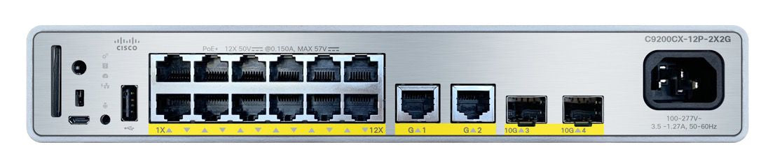 Cisco C9200CX-12P-2X2G-A – Verwalteter L2/L3 Switch – 14× 1G, 2× SFP+, PoE+, 19", 1U