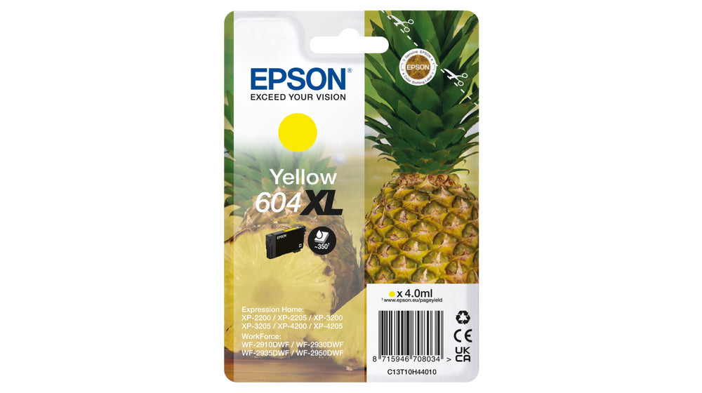 Epson 604XL Gelb Tintenpatrone (Original) – 350 Seiten – für WorkForce WF-2910/2930/2950