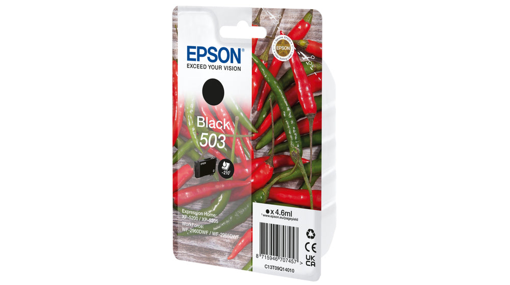Epson 503 Schwarz Tintenpatrone (Original) – 210 Seiten – für WF-2960DWF/2965DWF, XP-5200/5205 – T09Q14010