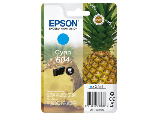 Epson Tintenpatrone 604, Cyan, 2,4 ml
