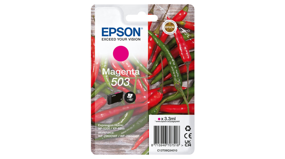 Epson 503 Magenta Tintenpatrone (Original) – 165 Seiten – für WF-2960DWF/2965DWF, XP-5200/XP-5205