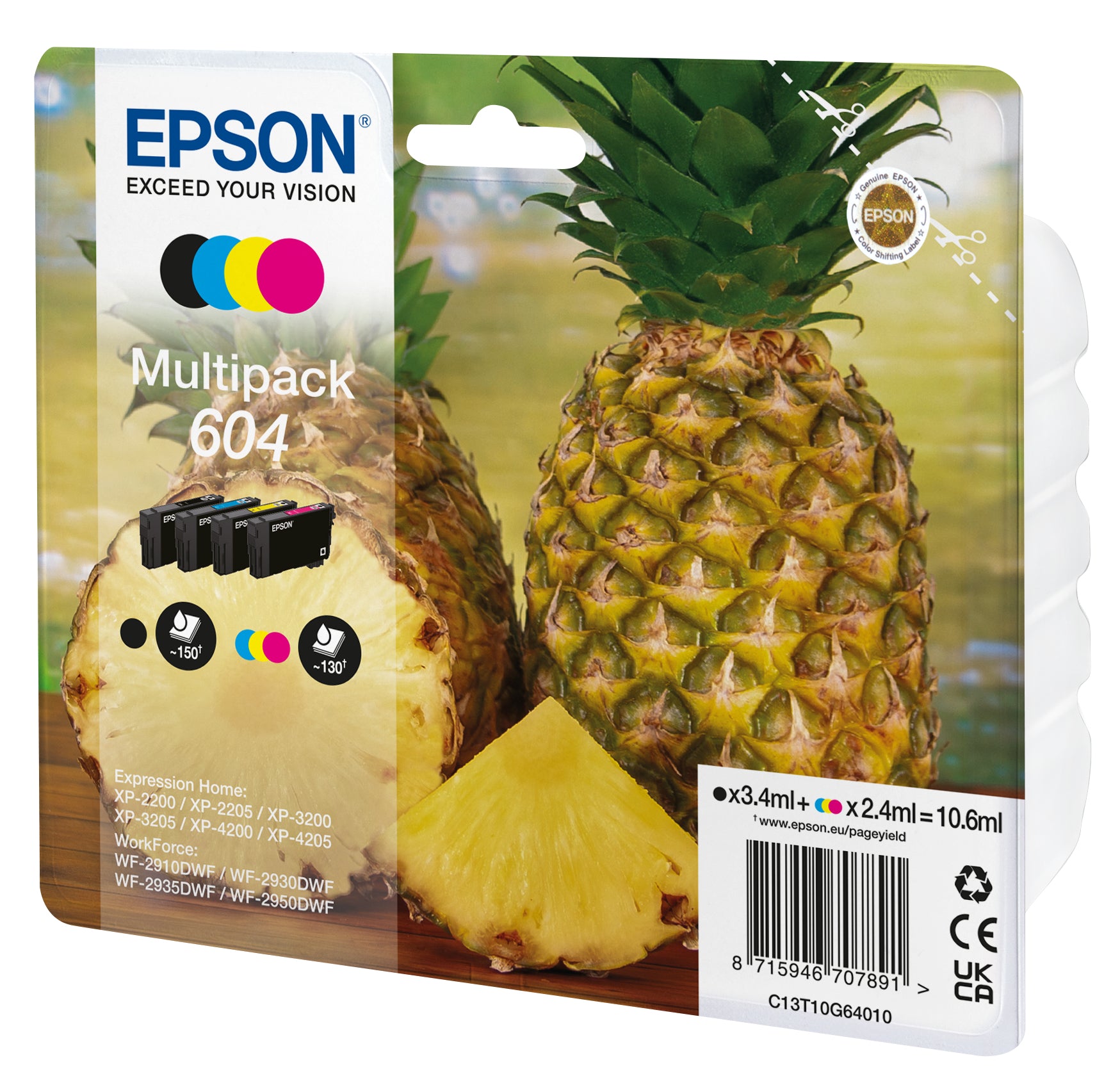 Epson Tintenpatronen-Multipack, Schwarz/Cyan/Magenta/Gelb (Original) – für Expression Home/WorkForce