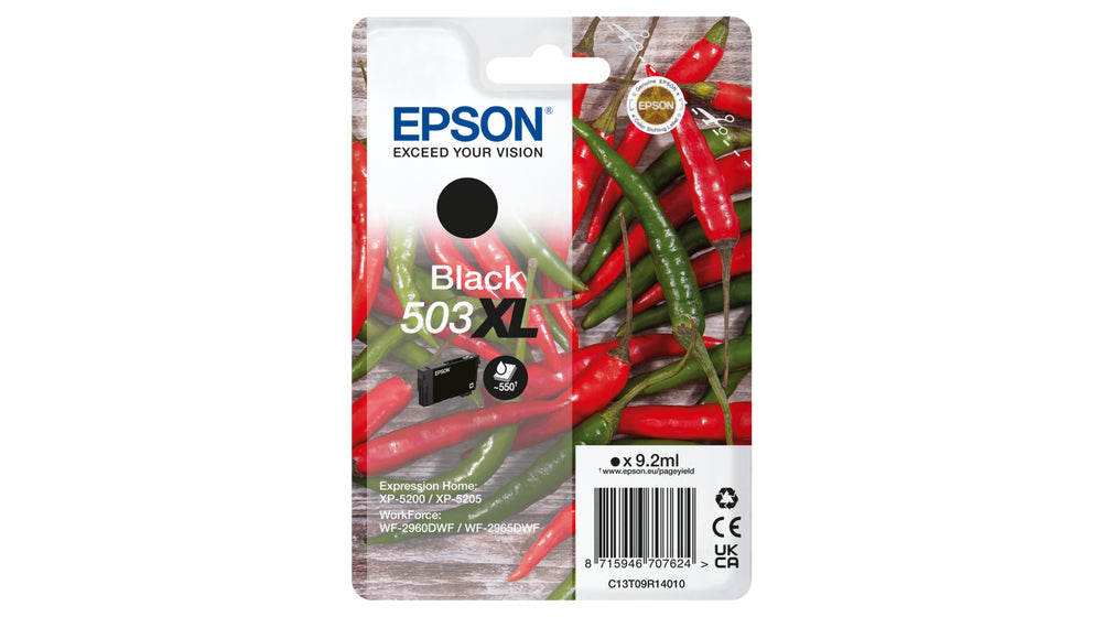 Epson 503XL Schwarz Tintenpatrone (Original) – 550 Seiten – für WF-2960DWF/2965DWF, XP-5200/5205
