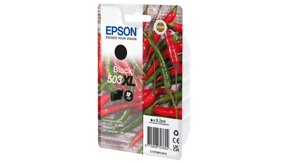 Epson 503XL Schwarz Tintenpatrone (Original) – 550 Seiten – für WF-2960DWF/2965DWF, XP-5200/5205