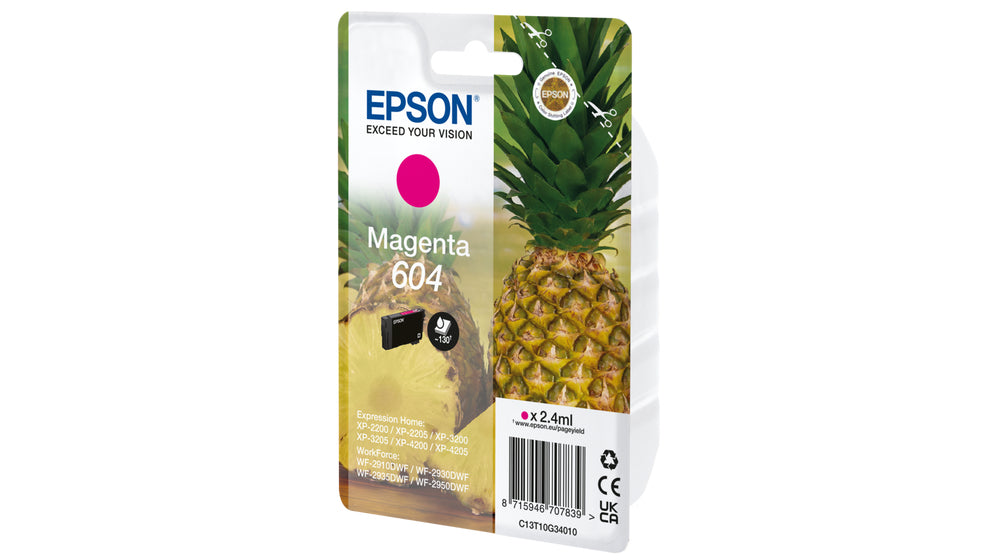 Epson Tintenpatrone 604, Magenta, 2,4 ml – für Inkjet- und Multifunktionsgeräte