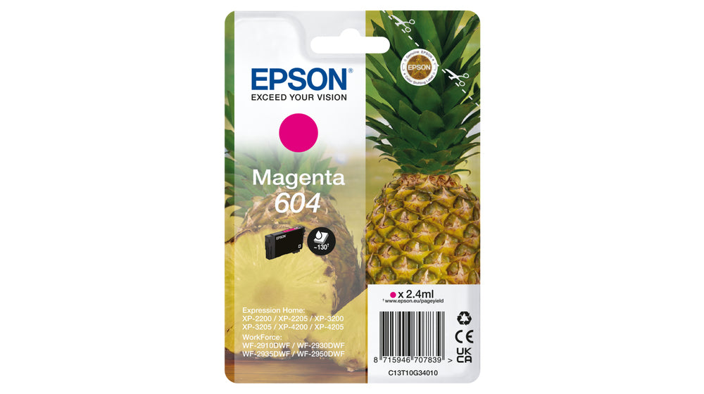 Epson Tintenpatrone 604, Magenta, 2,4 ml – für Inkjet- und Multifunktionsgeräte