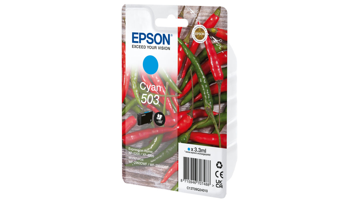 Epson 503 Cyan Tintenpatrone (Original) – für Workforce WF-2960DWF/WF-2965DWF, Expression Home XP-5200/5205