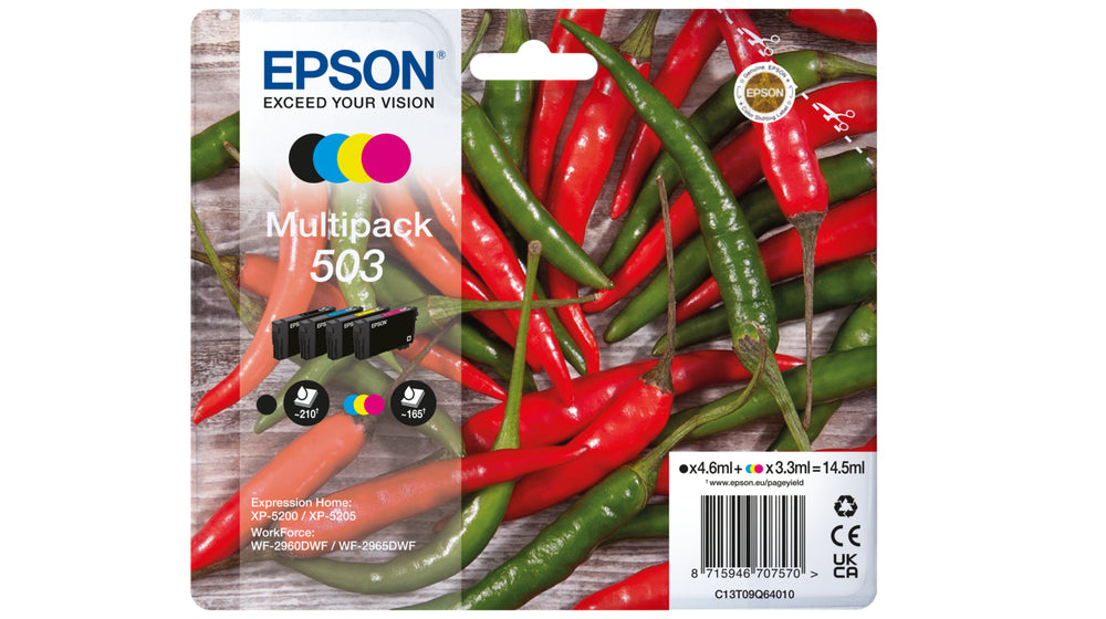 Epson Tintenpatrone 503 – Multipack, Schwarz, Cyan, Magenta, Gelb, Standardertrag