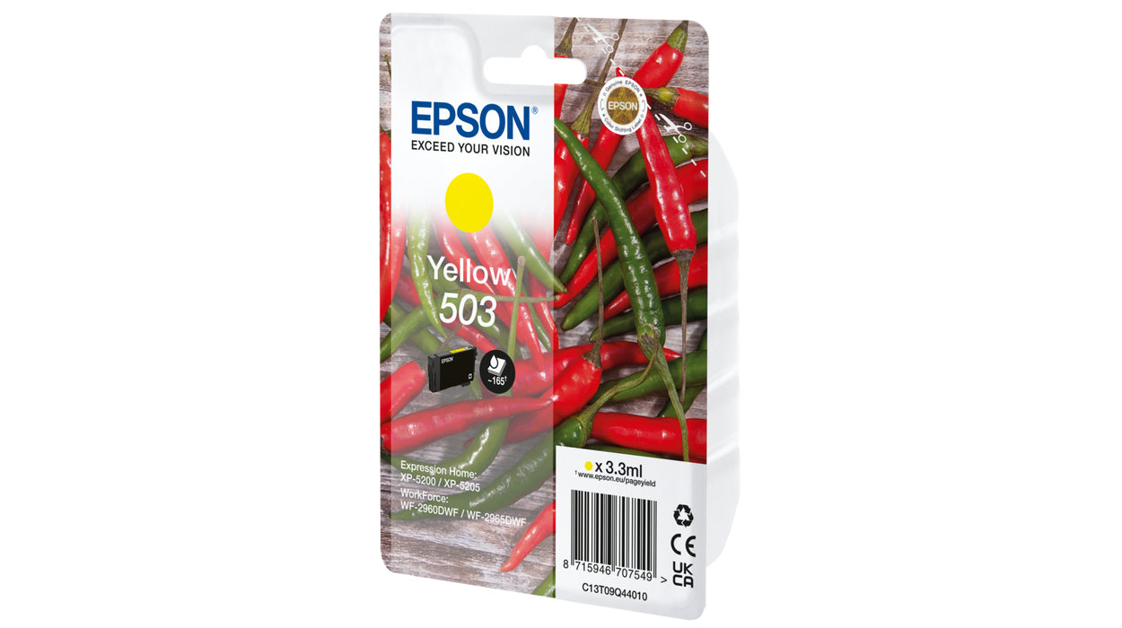 Epson 503 Gelb Tintenpatrone (Original) – 165 Seiten – für Workforce WF-2960/2965, Expression Home XP-5200