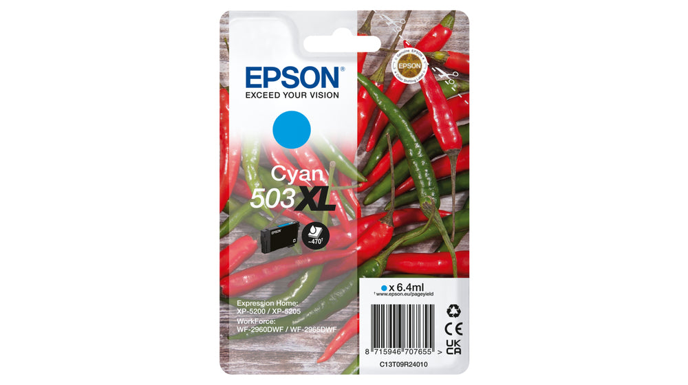 Epson 503XL Cyan Tintenpatrone (Original) – für Workforce WF-2960DWF/2965DWF, Expression Home XP-5200/5205