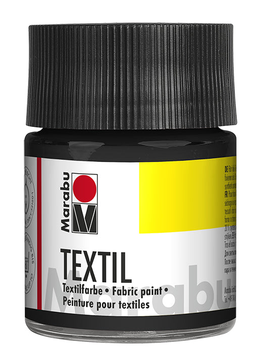 Marabu Stoffmalfarbe – Schwarz, 50 ml, für Textilien