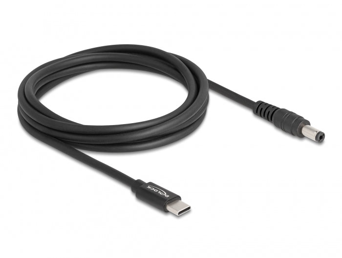 DeLOCK USB-C auf 5,5 × 2,1 mm Kabel – 1,5 m – Schwarz – für Notebook