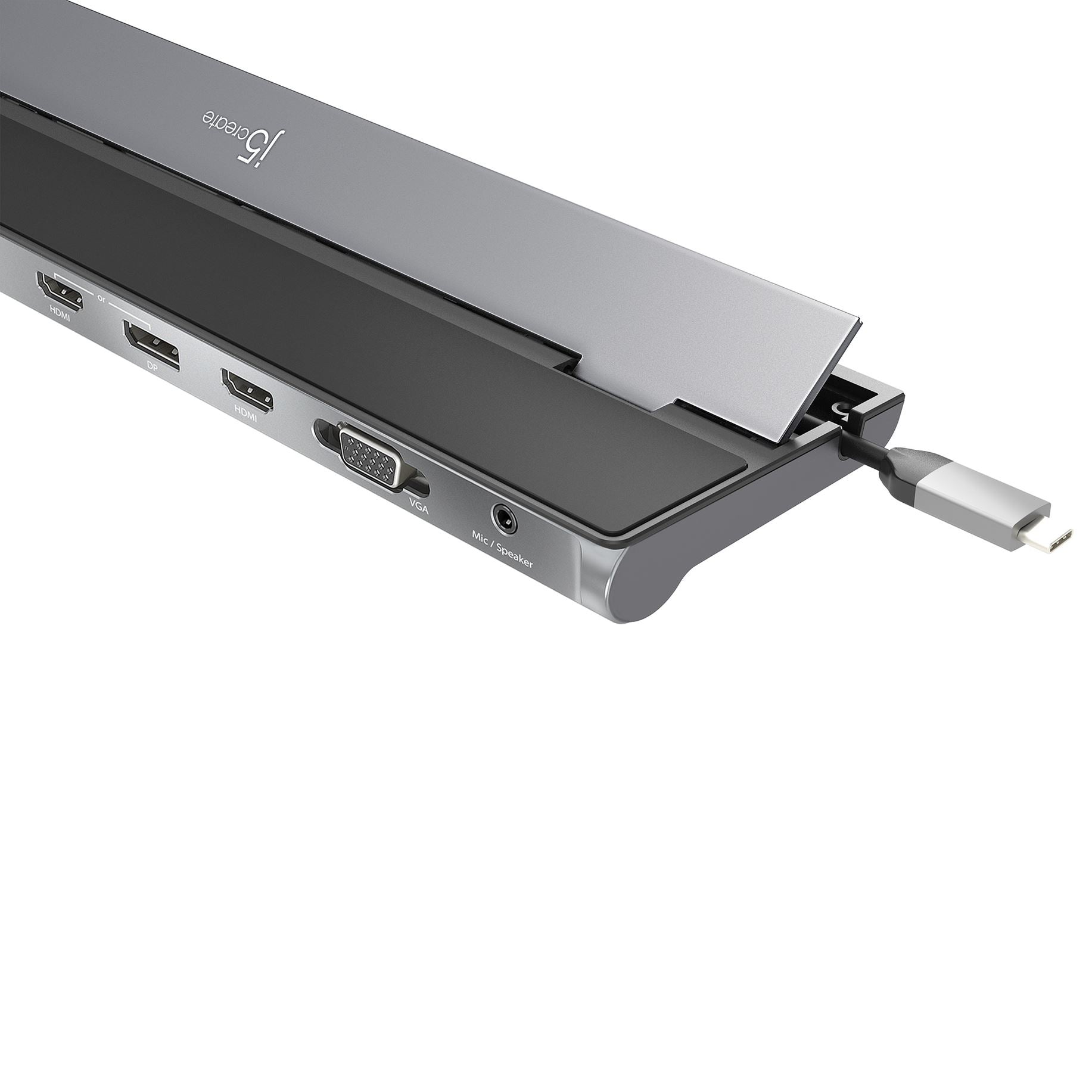 j5create JCD543P Dockingstation – USB-C, DP, 2× HDMI, VGA, 3× USB-A, 2× USB-C, 100 W PD, GbE, für Windows/Mac